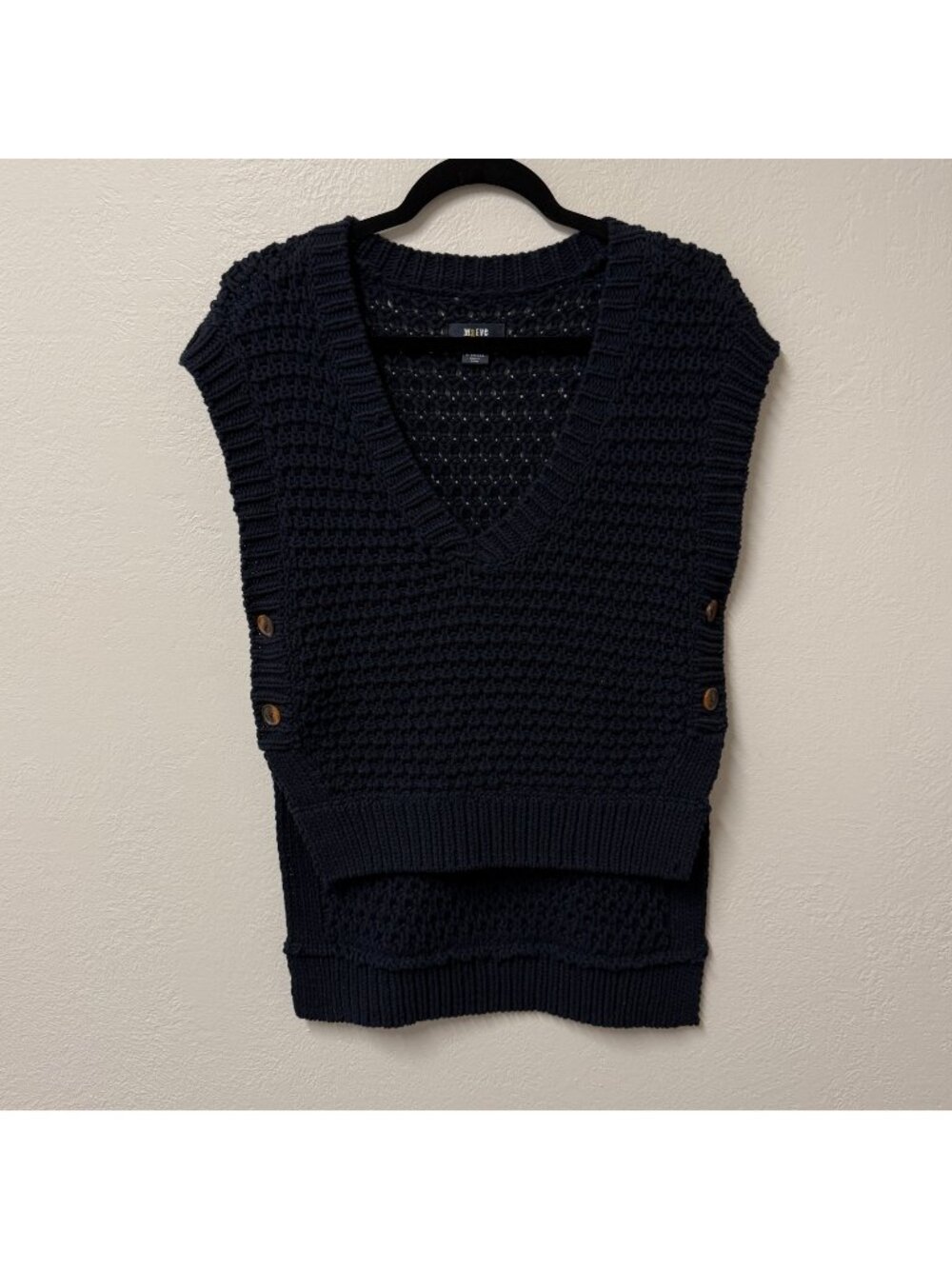 MAEVE ANTHROPOLOGIE SWEATER VEST BLUE SIZE XS OPEN KNIT DARK ACADEMIA PREPPY